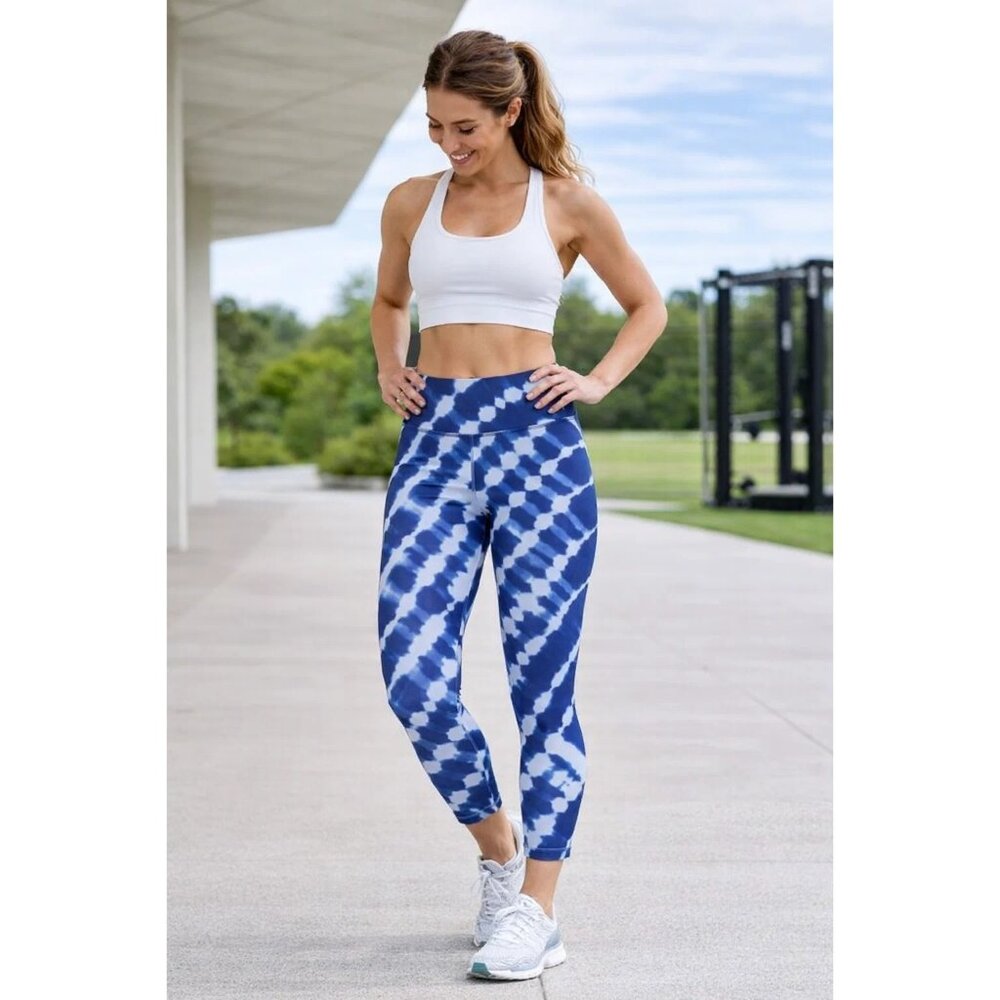 PINK Active Seamless Tie Dye Blue  High-waist 7/8 tight size XL ~ NEW